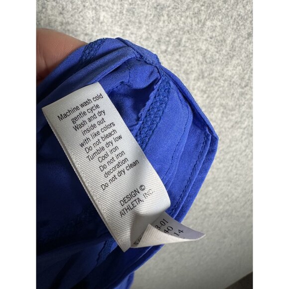 Athleta Medium Womens Running Shorts Biker Blue Black Gym Elastic Pull On - Picture 15 of 16